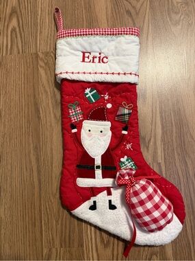 Pottery Barn Personalized Red Santa Christmas Stocking with “Eric” Embroidered
